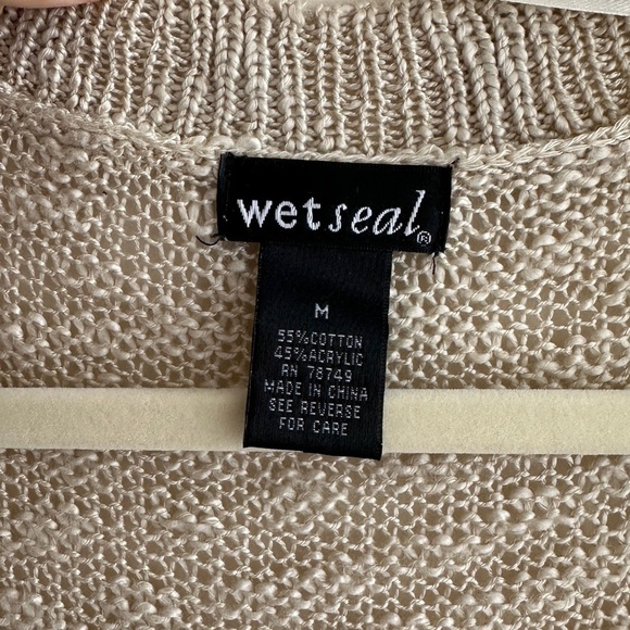 Wet Seal Open Front Long Knit Cardigan, Tan, Size Medium - Picture 9 of 16